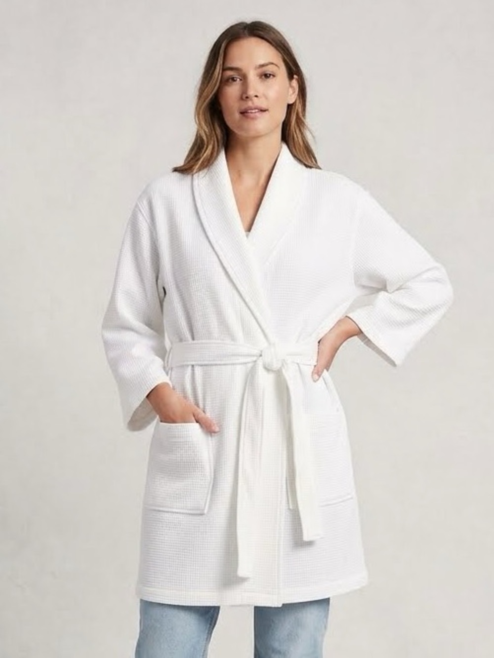 NEW Lands' End Women's Sz 10-12 Medium Petite Knee Length ROBE Belted Pockets